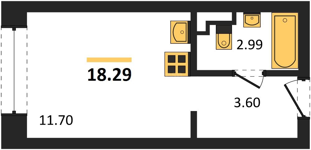 Продажа 1-комнатной студии 18,29 кв м, 1/5 этаж, улица Челнокова. Гагаринский район. 