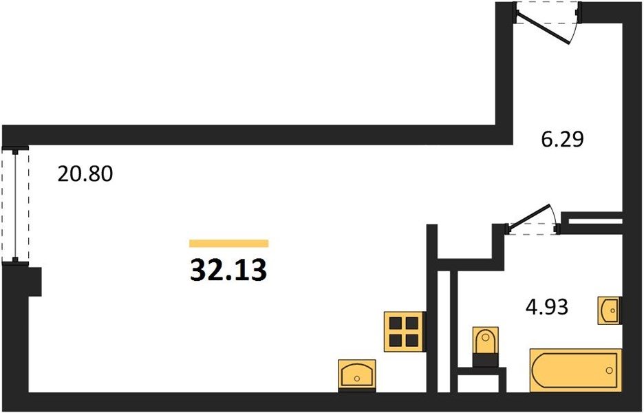 Продажа 1-комнатной студии 32,133 кв м, 2/5 этаж, улица Челнокова. Гагаринский район. 