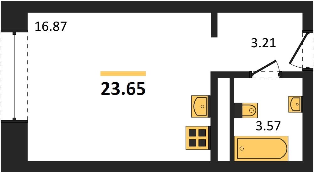 Продажа 1-комнатной студии 23,653 кв м, 2/5 этаж, улица Челнокова. Гагаринский район. 