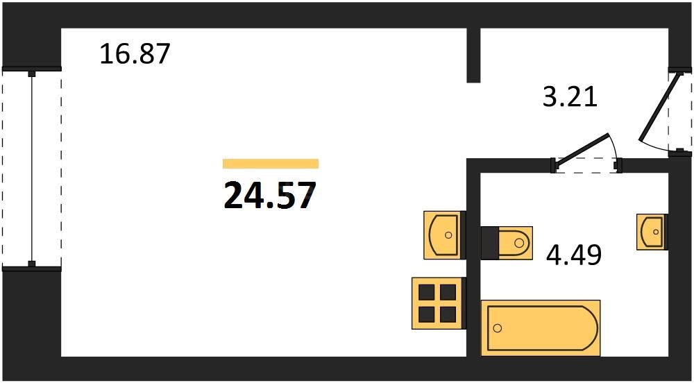 Продажа 1-комнатной студии 24,57 кв м, 1/5 этаж, улица Челнокова. Гагаринский район. 