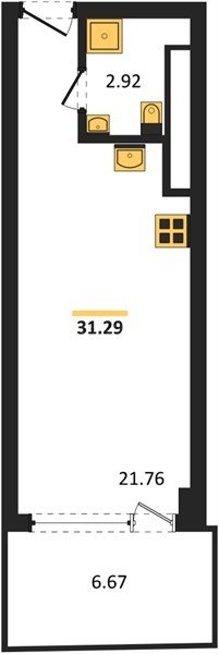Продажа студии 31,37 кв м, 4/9 этаж, улица Парковая. Гагаринский район.