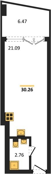 Продажа студии 30,32 кв м, 4/9 этаж, улица Парковая. Гагаринский район.