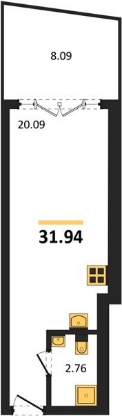 Продажа студии 31,94 кв м, 4/9 этаж, улица Парковая. Гагаринский район.