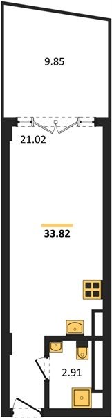 Продажа студии 33,79 кв м, 4/9 этаж, улица Парковая. Гагаринский район.