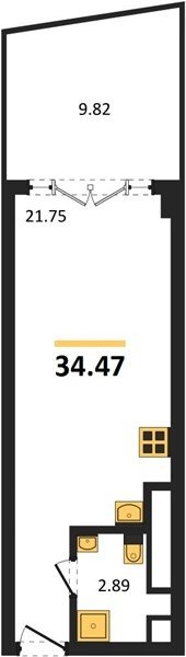 Продажа студии 34,47 кв м, 4/9 этаж, улица Парковая. Гагаринский район.