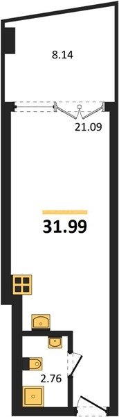 Продажа студии 31,99 кв м, 4/9 этаж, улица Парковая. Гагаринский район.