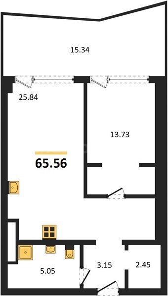 Продажа 1-комнатных апартаментов 65,56 кв м, 2/9 этаж, улица Парковая. Гагаринский район.