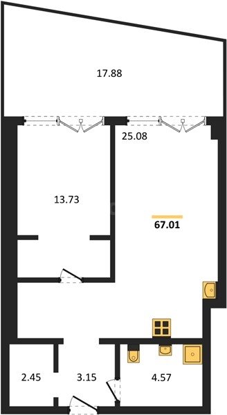 Продажа 1-комнатных апартаментов 66,86 кв м, 3/9 этаж, улица Парковая. Гагаринский район.