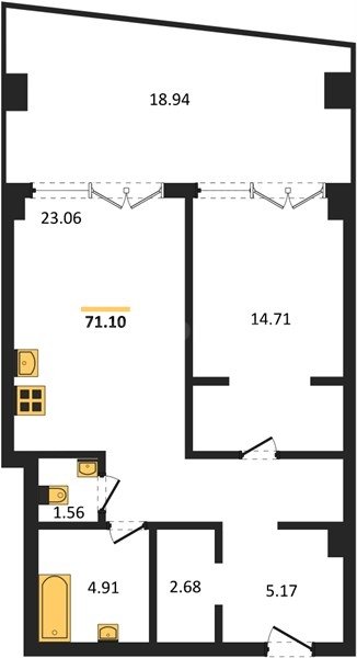 Продажа 1-комнатных апартаментов 71,04 кв м, 3/9 этаж, улица Парковая. Гагаринский район.