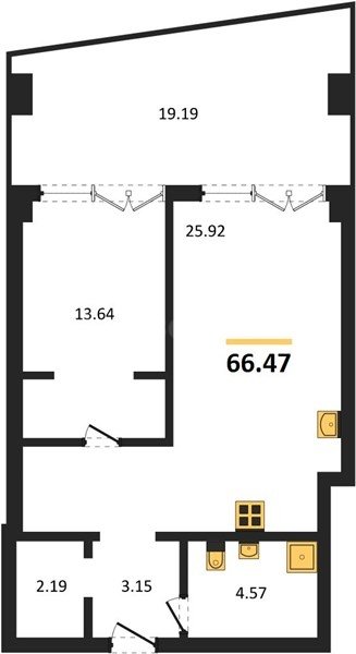 Продажа 1-комнатных апартаментов 66,47 кв м, 3/9 этаж, улица Парковая. Гагаринский район.
