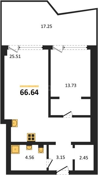 Продажа 1-комнатных апартаментов 66,64 кв м, 3/9 этаж, улица Парковая. Гагаринский район.