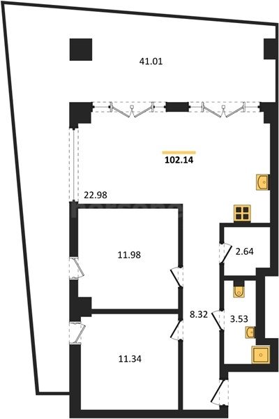 Продажа 2-комнатных апартаментов 101,8 кв м, 2/9 этаж, улица Парковая. Гагаринский район.