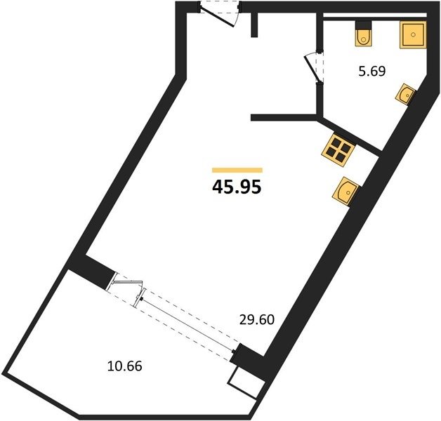Продажа студии 45,95 кв м, 5/6 этаж, шоссе Качинское. село Орловка. Нахимовский район.