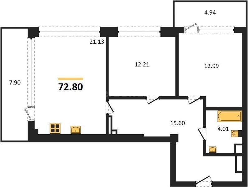 Продажа 2-комнатной квартиры 72,8 кв м, 5/10 этаж, улица Парковая. Гагаринский район. 