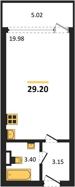 Продажа 1-комнатной студии 29,202 кв м, 2/10 этаж, улица Парковая. Гагаринский район. 