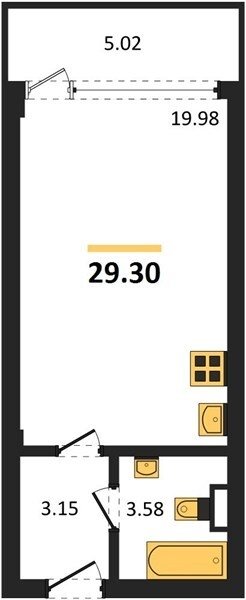 Продажа 1-комнатной студии 29,35 кв м, 2/10 этаж, улица Парковая. Гагаринский район. 