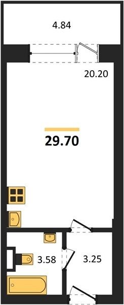 Продажа 1-комнатной студии 29,7 кв м, 2/10 этаж, улица Парковая. Гагаринский район. 