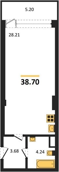 Продажа 1-комнатной студии 38,7 кв м, 2/10 этаж, улица Парковая. Гагаринский район. 