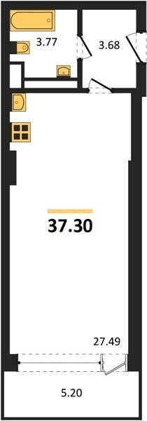 Продажа 1-комнатной студии 37,3 кв м, 6/10 этаж, улица Парковая. Гагаринский район. 