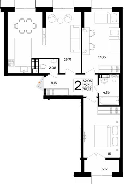 Продажа 2-комнатной квартиры 79,473 кв м, 5/5 этаж, улица Мате Залки. Балаклавский район.