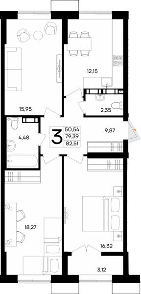 Продажа 3-комнатной квартиры 82,513 кв м, 5/5 этаж, улица Мате Залки. Балаклавский район.