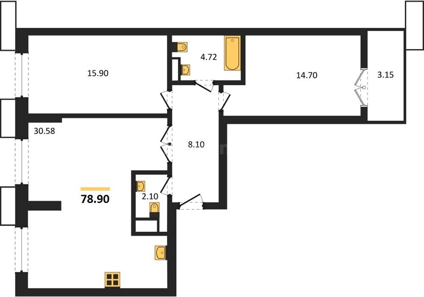 2-к. квартира, 78,9 м², 2/7 этаж                                                