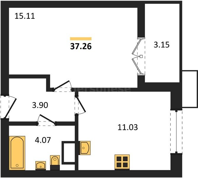 1-к. квартира, 37,26 м², 4/7 этаж                                               