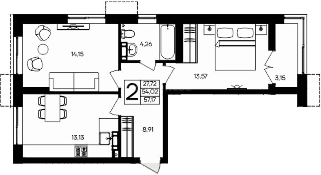 Продажа 2-комнатной квартиры 57,175 кв м, 1/9 этаж, улица Мате Залки. Балаклавский район.