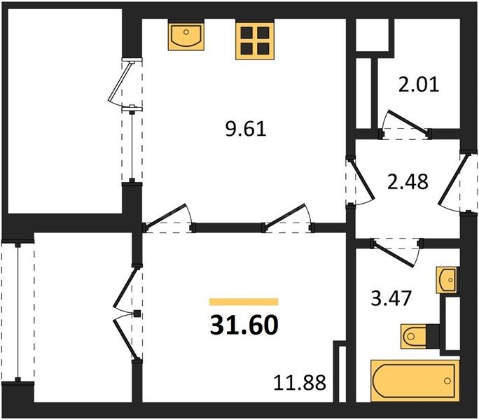 Продажа 1-комнатной квартиры 31,62 кв м, 4/5 этаж, улица Челнокова. Гагаринский район. 