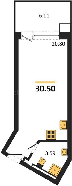 Продажа студии 30,56 кв м, 2/4 этаж, шоссе Качинское. село Орловка. Нахимовский район.