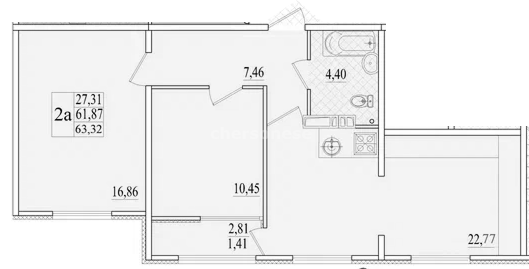 Продажа 2-комнатной квартиры 63,324 кв м, 5/10 этаж, улица Колобова. Гагаринский район.