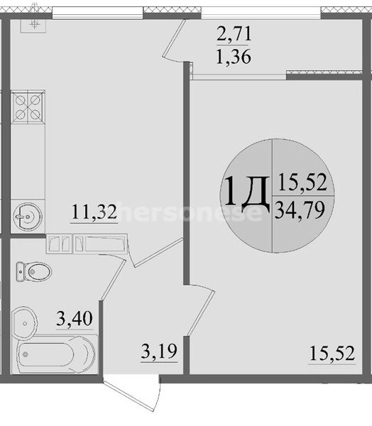Продажа 1-комнатной квартиры 34,7908 кв м, 5/12 этаж, улица Колобова. Гагаринский район.