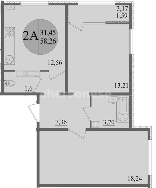 Продажа 2-комнатной квартиры 58,266 кв м, 5/12 этаж, улица Колобова. Гагаринский район.