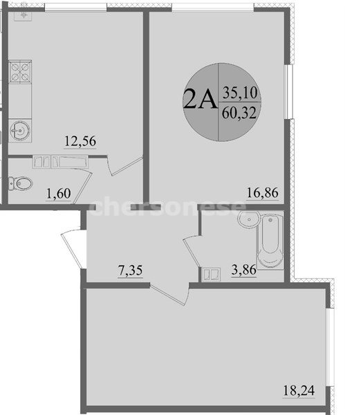 Продажа 2-комнатной квартиры 60,322 кв м, 2/12 этаж, улица Колобова. Гагаринский район.