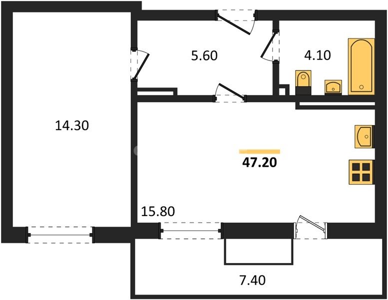Продажа 1-комнатной квартиры 47,21 кв м, 2/9 этаж, улица Токарева. Ленинский район.