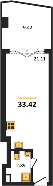 Продажа студии 33,42 кв м, 4/9 этаж, улица Парковая. Гагаринский район.