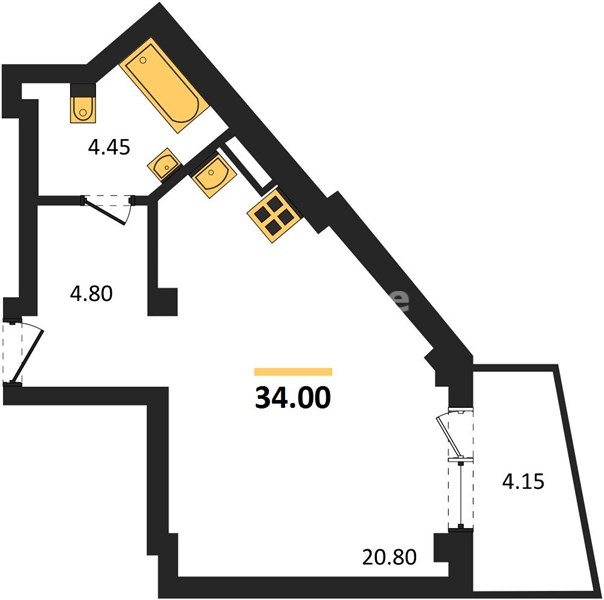 Квартира-студия, 34 м², 5/5 этаж                                            