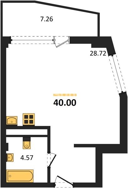 Квартира-студия, 40 м², 5/5 этаж                                            