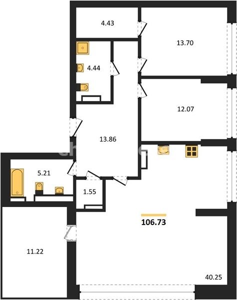 2-к. квартира, 106,73 м², 9/9 этаж                                               